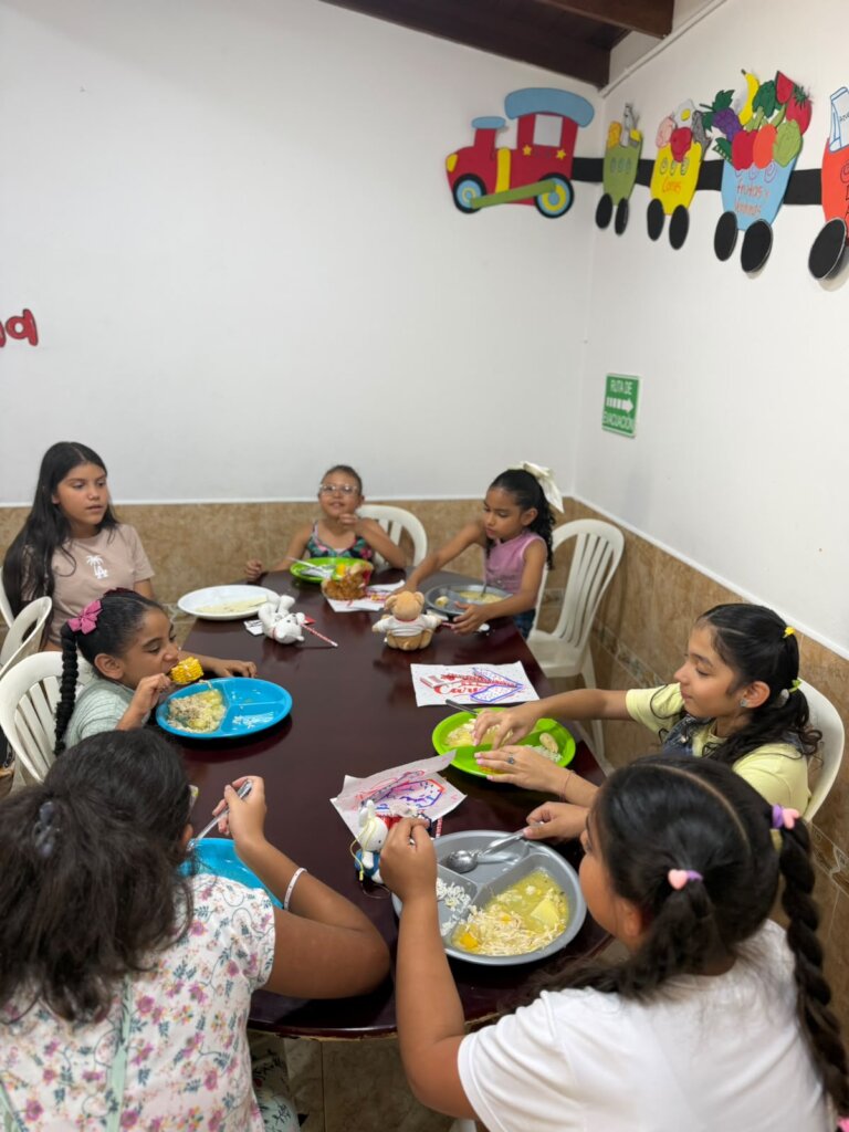 Children sharing a healthy, nutritious meal.