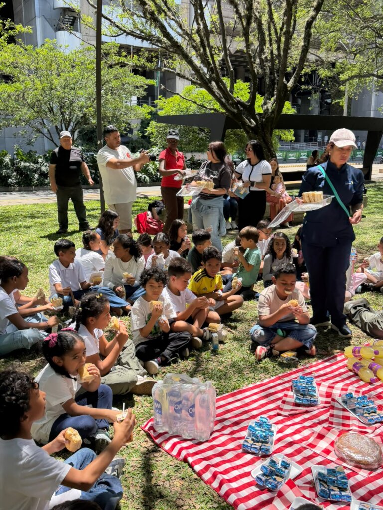 Children sharing food and joy.