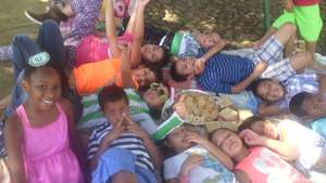The kids at an integration picnic