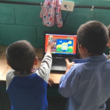 Students learning computer skills, Las Escobitas