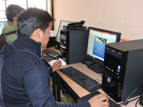 Students learning Word and Excel