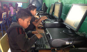 Boys in computer lab