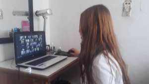 She is in class