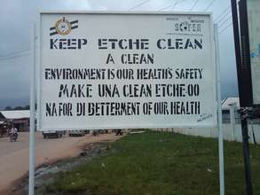 Billboard in local language to sensitize community