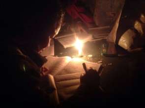 blackout, doing their homework in the dark!