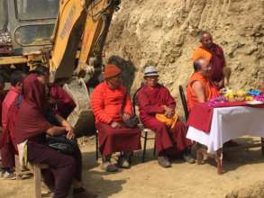 Local monks perform foundation stone ceremony