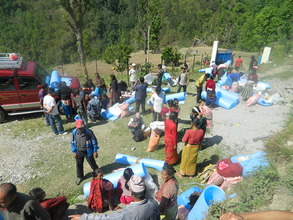 Supplies being distributed on hospital grounds