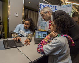 Two students at a Google WOW! in winter 2014