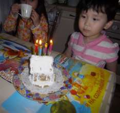 Kostya celebrating his birthday in family circle
