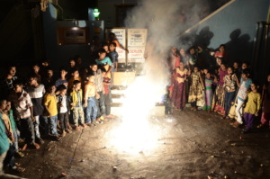 Children at Diwali festival crackers sponsorship