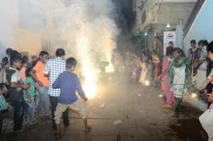 Diwali celebrations 2022. Children are playing at