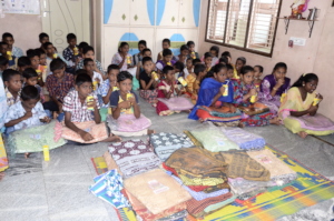 Orphan Children getting winter blankets in andhra