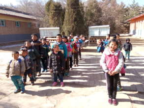 Children lining up, ready to go home