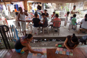 Playing games on the steps of the Multipurpose