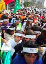 Parading down the main street of Montevideo