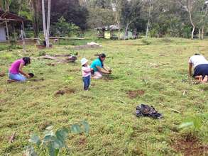 The goddesses hard at work planting, princess too