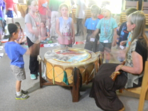 Sue teaching about drumming thru history
