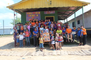 Kids and volunteers of the community library