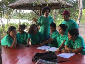 Teenagers reading in Sao Sebastiao