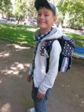 Nikita with his new school bag