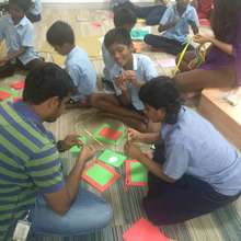 Kids interacting with Microsoft employees
