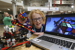 Coolest Projects Winner with her Rubix Cube Solver