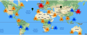 Map of active dojos globally