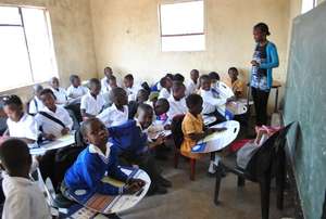 Children using the Tutudesks during a lesson