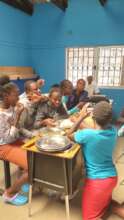 Eating with friends in the classroom