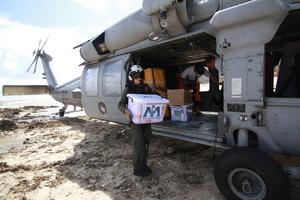 Delivering Relief in Hernani by Helicopter