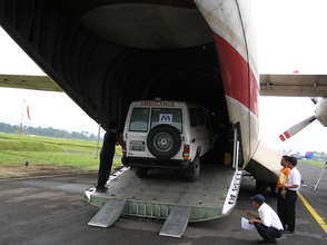 One of our ambulances being loaded for transport