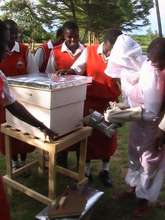 Form 3 Girls getting to grips with the equipment