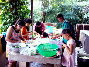 Preparing the vegetables for cooking