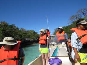 Students assisting in turtle survey research.