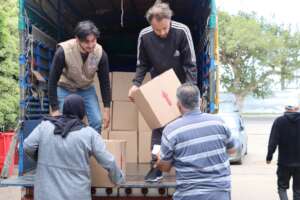 Distributing Food parcels