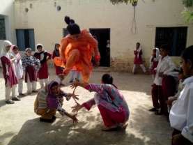 Girls on the playing field