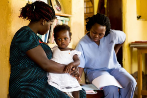 Midwife Gloria working with a client.