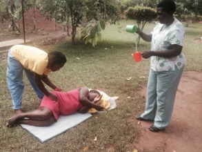 The midwives act out scenarios.