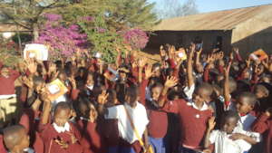 School children with solar lantern performed well