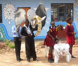 Animal puppets created from recycled material