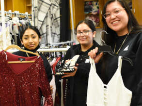 Students operate the free boutique for classmates.