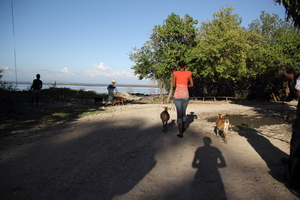 Manoucha walks home in Crabier, a seaside village