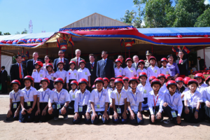 Helmet handover at Tuol Svay Prey Primary School