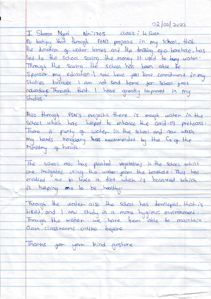 A testimony from a beneficiary student
