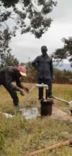 The flowing water from the Borehole