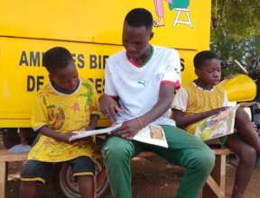 Readers enjoying mobile library