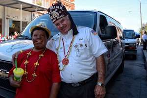 Patient and Shriner at Mardi Gras Parade 2014