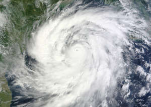 Satellite image of Cyclone Phailin approaching