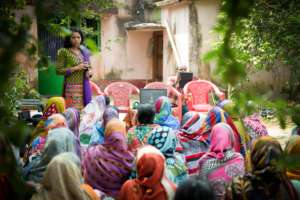Anupama leads a gender discussion club in Orissa