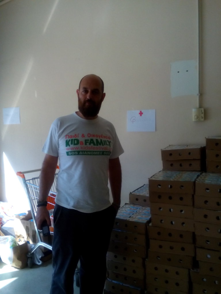 products for refugees in the Olympic Stadium